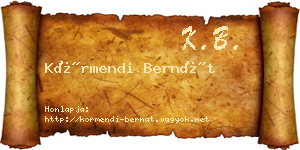 Körmendi Bernát névjegykártya